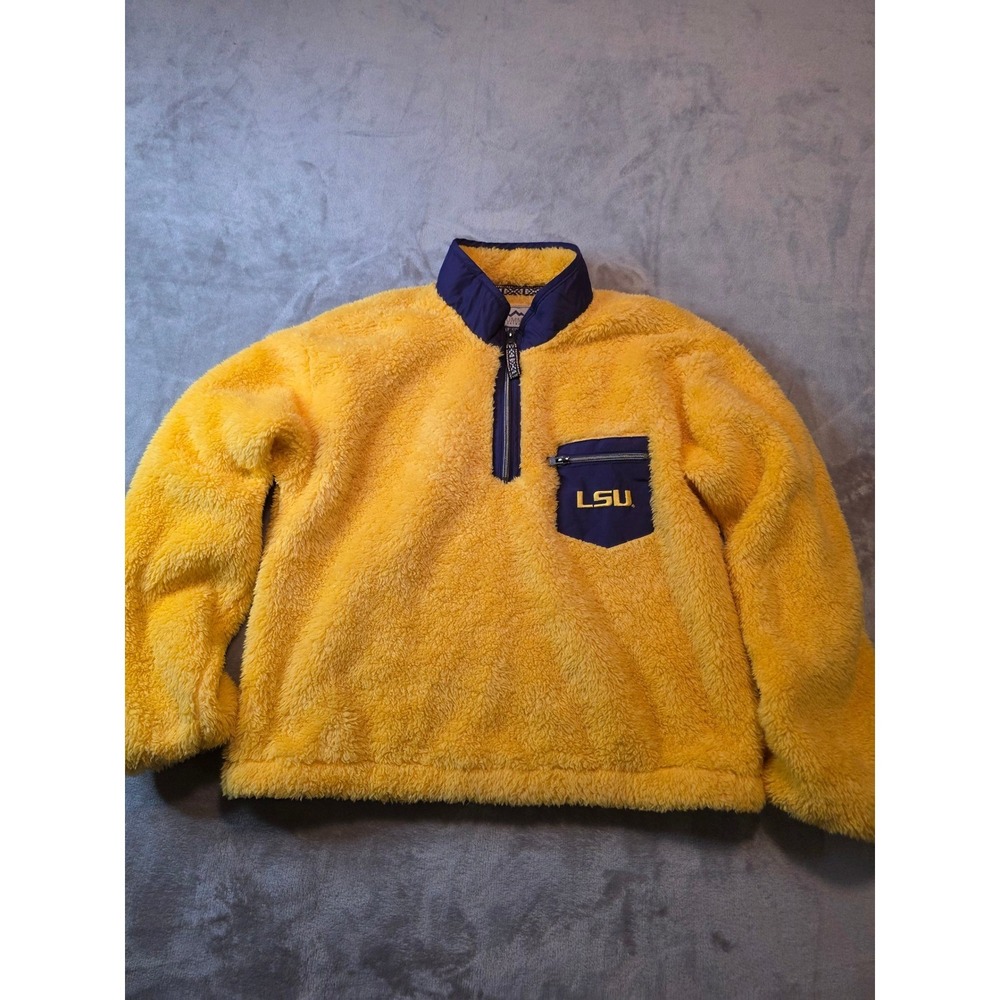 Summit Sportswear LSU Tigers Sweatshirt Womens L Yellow Sherpa Quarter Zip